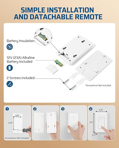 DEWENWILS Wireless Remote Wall Switch and Outlet, No Wiring, On Off Power Plug, Expandable Remote Control Outlet Light Switch, 100Ft RF Range