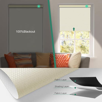 Motorized Blinds with Remote [100% Blackout & Silent Motor] Smart Blinds Compatible with Alexa Google HomeKit, Electric Roller Shades for Indoor Windows, Customized Size, Crossweave Sand
