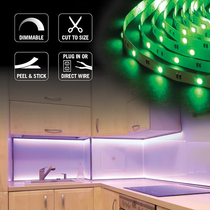 Armacost Lighting RibbonFlex Home 24V RGB+W Hardwire LED Strip Light Kit, Multicolor, 16 ft (423511)