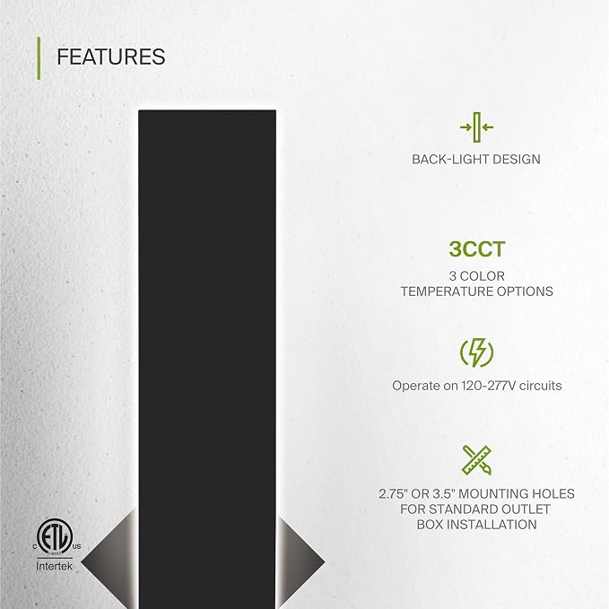 ASD LED 72" Long Wall Mount Light Fixture, Outdoor & Indoor Linear Sconce | 3CCT, Dimmable, Waterproof, Anti-Rust, ETL Listed | 40W 2400LM 3000-5000K 100-277V | Exterior Porch Lighting | Black, 2 Pack