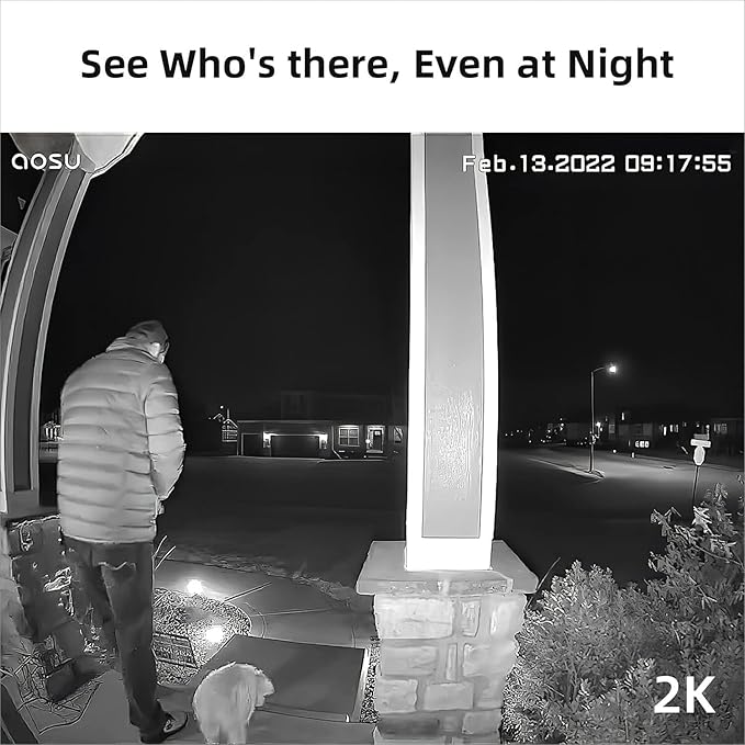 aosu Doorbell Camera Wireless, Battery-Powered Video Doorbell, 2K Resolution,Support Local Storage,166° Ultra Wide Angle,180-Day Battery Life, AI Detection, Work with Alexa & Google