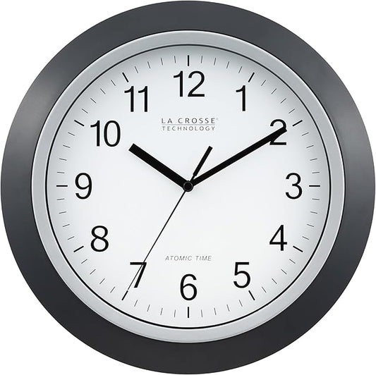 La Crosse Technology WT-3129B 12 Inch Atomic Analog Wall Clock, Pack of 1, Black