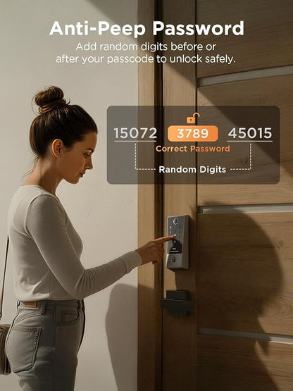 TCL Smart Lock D2 Plus, Keyless Entry Fingerprint Door Lock, Touchscreen Keypad Deadbolt Lock, Built-in Doorbell, Auto Lock, App Control, Alexa, Google Home Compatible, Easy Install for Front Door