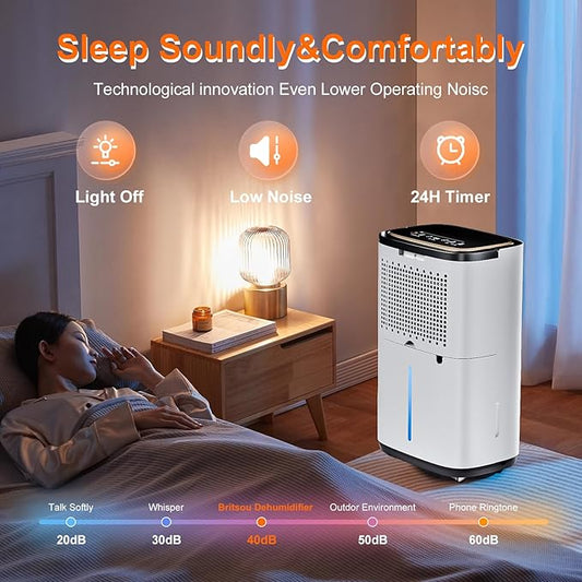 55 Pint/Day Dehumidifier- 5200 Sq. Ft. Large Dehumidifiers with Hose for Large Basement Rooms - Dehu/Dry/Air Mode Smart - Humidity Control with Pump, Child Lock, LED Display, Timer
