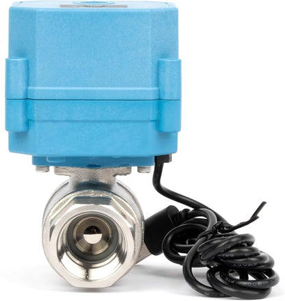 U.S. Solid WiFi Smart Motorized Ball Valve 3/4 inch NPT for Water Control, Irrigation, 2 Way 304SS Electric Valve, USB Powered, Status Indicator, Flow Direction, Remote On/Off Control, NSF Certified