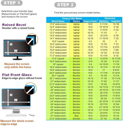 15.4 Inch - 16:10 Aspect Ratio - Laptop Privacy Screen Filter for Widescreen Laptop - Notebook - Anti-Glare - Anti-Scratch Protector Film for Data confidentiality