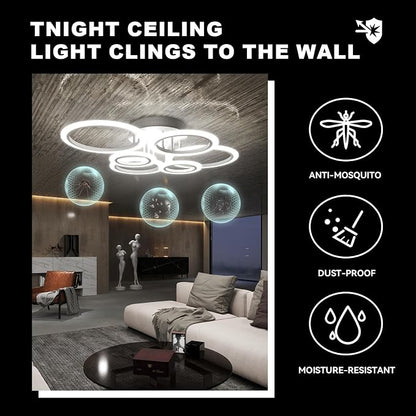 72W 6 Ring LED Ceiling Light Dimmable for Living Bedroom Kitchen | Smart App & Remote Control, 2800K-7000K Adjustable, Modern Flush Mount Ceiling Lamp for Multi-scene Indoor