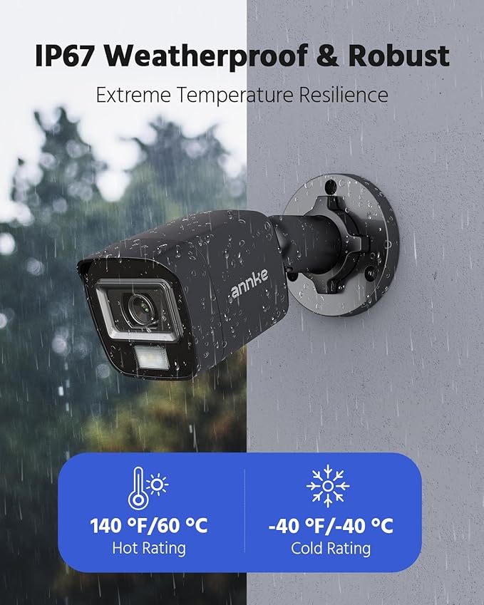 ANNKE 1080p HD-TVI Security Surveillance Camera for Home CCTV System, 2MP Bullet BNC Camera with 100 ft Super Night Vision, IP66 Surveillance Weatherproof Add–on Wired Cam