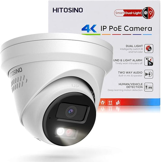 Real 4K Outdoor Turret PoE Camera - 8MP Active Deterrent IP Camera w/Smart Color Night (98ft), 2-Way Audio, Human/Vehicle Detection, Full Metal IP67, 127° Wide Angle, 120dB WDR