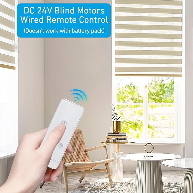 DIY 24V DC Tubular Roller Blind Motor Kit, EY2524 1.5N·m Smart Shade Motor with Remote Control, ONLY for 1‑1/2" (38mm) Shade Tubes, Requires External 24V Power Adapter, Not Rechargeable