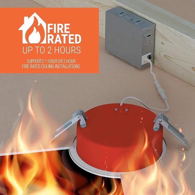 HALO RL 6 in Fire Rated Canless Integrated LED Recessed Light Trim Selectable 5CCT 2700K-5000K, 1400 Lumens, Dimmable IC Rated, Airtight, Wet Location