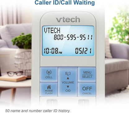 VTech VS122 DECT 6.0 Retro Design Cordless Phone with Answering System, Smart Call Blocker and Bluetooth Connect to Cell Full-Duplex Speakerphone Landline Phone for Home Office