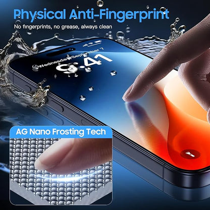 Uyiton for iPhone 15 Pro Max Matte Screen Protector, Anti-Fingerprint [Easy to Install] Anti-Reflection Shatterproof Full Coverage [Case Friendly] Anti-Glare 9H Tempered Glass Screen Cover, 2 Packs