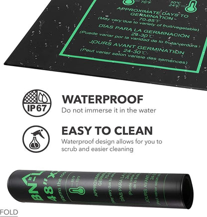 BN-LINK Seedling Heat Mat Heating Pad 48" x 20.75" with Digital Thermostat Controller Combo Set Waterproof for Indoor Seed Starting and Plant Germination