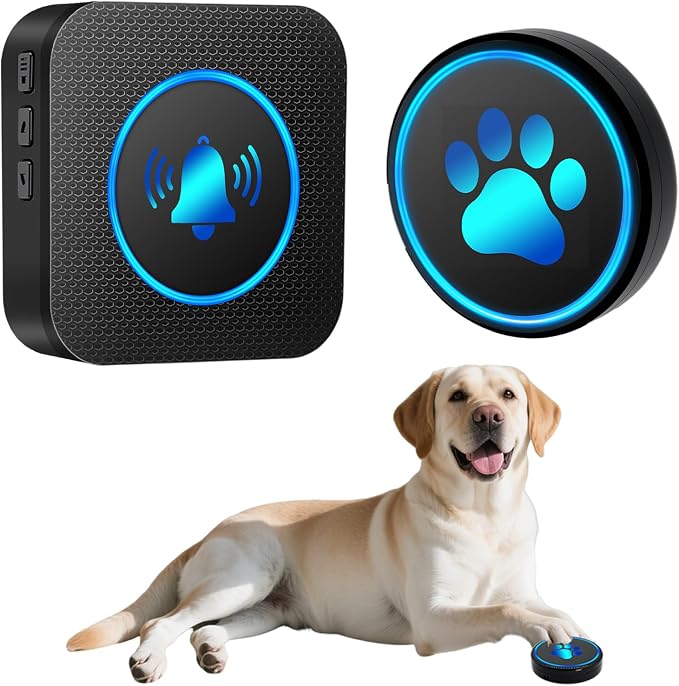 Dog Door Bell for Potty Training, Smart Wireless Doggie Doorbell to Go Outside, 1000 Feet Long Range with IP65 Waterproof Super-Light Touch Button, 60 Melodies & Adjustable Volume (1 Button)