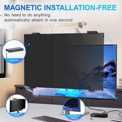 2Pack Magnetic 23 Inch Privacy Screen for Computer Monitor 16:9 Aspect Ratio, Hanging Removable Anti-Blue/Glare Protector Film, Anti Spy Desktop Security Private Filter 23in