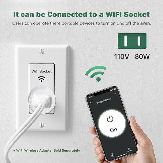 Nippon America High Decibel High Power Outdoor Alarm Security Siren (TC-S7545-110), Long Range, 80 Watts, 120 Decibels, Remotely Activate with Wi-Fi Socket (Sold Separately)