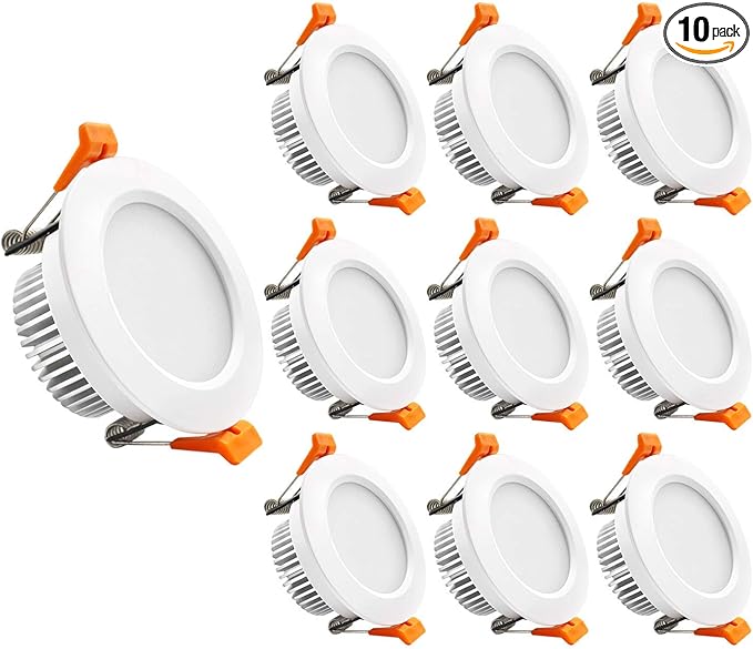 YGS-Tech 3 Inch LED Recessed Lighting, Dimmable Downlight 5W(40W Halogen Equivalent), CRI80, 5000K Daylight White, Ceiling Light with LED Driver(10 Pack)
