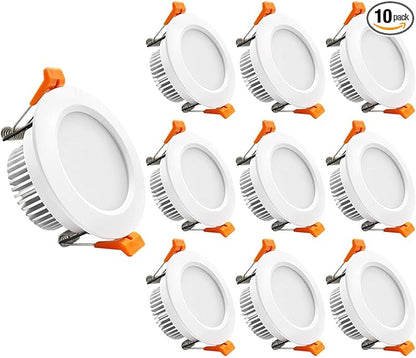 YGS-Tech 3 Inch LED Recessed Lighting, Dimmable Downlight 5W(40W Halogen Equivalent), CRI80, 5000K Daylight White, Ceiling Light with LED Driver(10 Pack)