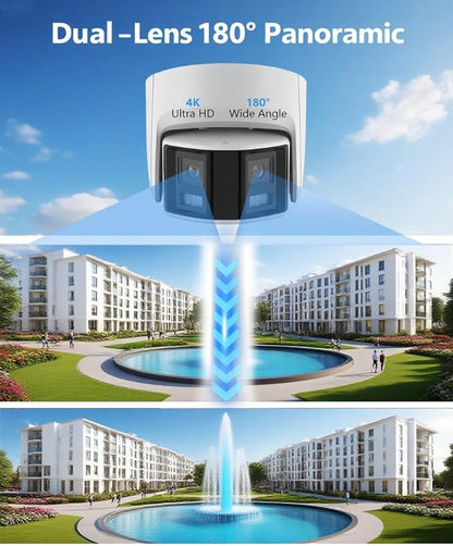 Acusense 8MP Dual Lens PoE IP Camera Outdoor Work with Ⲏіkconnect/ iVMS4200/ Guarding Vision, 180 Degree Panoramic Wide Angle, Smart IR & White Light Night Vision, Metal Casing IP Ethernet Cameras