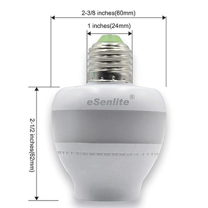 Smart Radar Motion Sensor Light Socket Adapter – E26/E27 Screw-in Add-On, Dusk-to-Dawn, Invisible Radar Through Glass-Wall, Works with LED CFL Incandescent Bulbs （1-Pack）