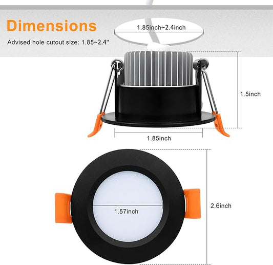YGS-Tech 2 Inch LED Recessed Lighting, Dimmable Downlight 3W(35W Halogen Equivalent), CRI80, 5000K Daylight White Ceiling Light with LED Driver (24 Pack)