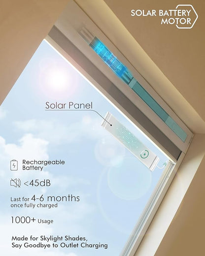Yoolax Motorized Skylight Shades, Smart Cellular Shades Compatible with Alexa Google, Electric Cordless Honeycomb Blinds with Remote for Roof Inclined Plane Room (Blackout Light Grey)