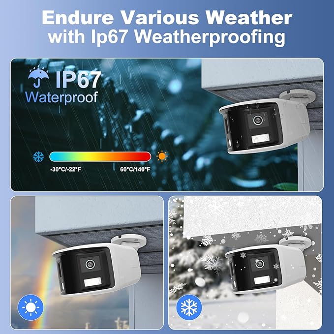 Anpviz 180° 6MP Dual Lens Security Camera, 180 Degree Panoramic View Bullet Wired POE IP Camera, Active Deterrence Red & Blue Strobe Flash Light and Audio Alarm, Color Night Vision MD2.0 (H Series）