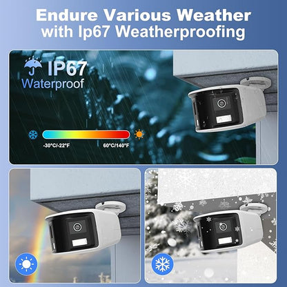 Anpviz 180° 6MP Dual Lens Security Camera, 180 Degree Panoramic View Bullet Wired POE IP Camera, Active Deterrence Red & Blue Strobe Flash Light and Audio Alarm, Color Night Vision MD2.0 (H Series）