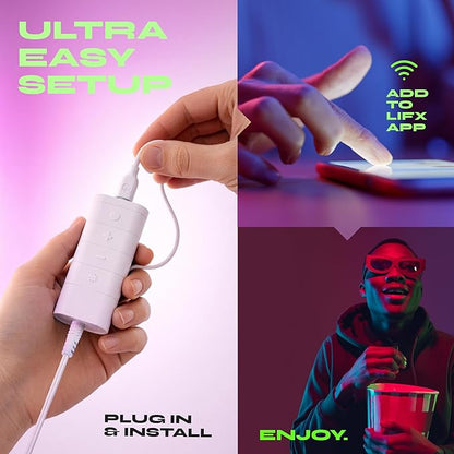 LIFX Everyday Bundle: Smart Light Bulbs (2 Pack) + 20ft Smart Strip Lights, Wi-Fi RGB Smart Bulbs & Light Strip, Tunable White, Matter Compatible, Compatible with Alexa Google Apple Home SmartThings