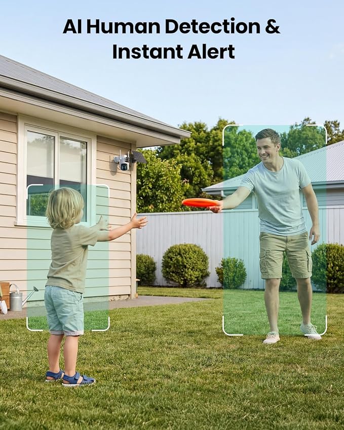 LIWAN Solar Camera Outdoor Wireless, Dual Lens, 2.4GHz WiFi Security Camera