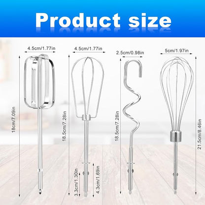 6pcs Hand Mixer Beaters Attachment for MX600B MX3200B MX600R MX1500W MX610B | Stainless Steel Hand Mixer Beaters Attachments Whisk Replacement for MX Series Electric Hand Mixers for Cooking and Baking