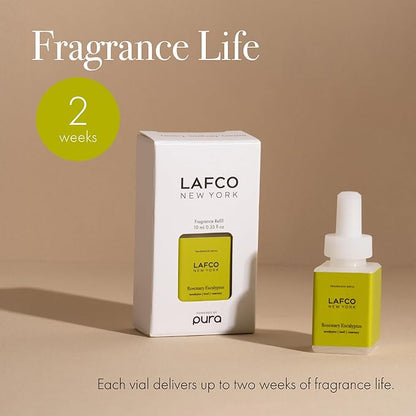LAFCO New York Pura Smart Device Refill, Rosemary Eucalyptus - Pack of 2 - Each Vial Delivers Up to 2 Weeks of Fragrance Life - Made in the USA