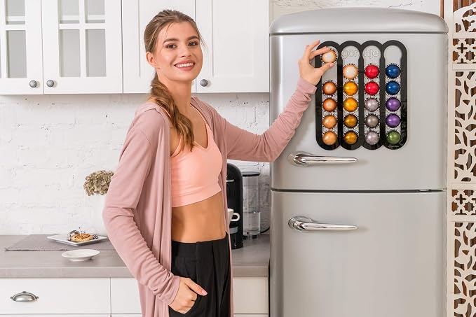 Demi's Home Magnetic Coffee Pod Holder for Nespresso Vertuo Capsules - Suitable to be Mounted on the Fridge (Black)