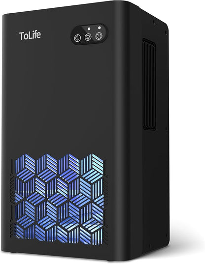 ToLife Dehumidifier for Home, 1000 sq.ft Dehumidifiers for Basement Bathroom Bedroom with 95 OZ Water Tank, Auto Shut Off 7 Colors LED Light, Black