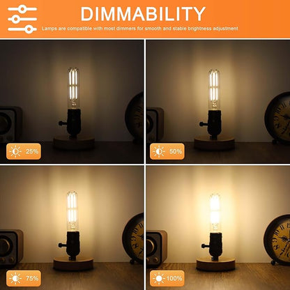 ToBeGreat T30 LED Light Bulbs 6 Watt Equivalent 60W E26 Tubular Bulbs T10 Edison LED Filament Bulb Daylight White 4000K,Desk Lamp,Bedbroom Cafe Restaurant Party,Dimmable (5 in (6pack))