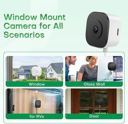 5MP 3K No Drill Window Security Camera, 2.4GHz & 5GHz WiFi Indoor Window Camera Color Night Vision with Anti-Glare, Person and Motion Detector, 24/7 Recording, Easy Install for Apartment,Rental