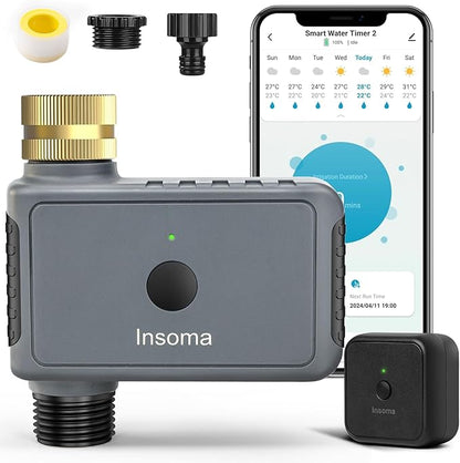 WiFi Water Timer Brass Inlet, 1-Zone Smart Hose Faucet Timer App & Voice Control via 2.4GHz WiFi, Sprinkler Timers w/Auto/Manual/Rain Delay Modes for Garden/Lawn, Works with Alexa & Google Assistant