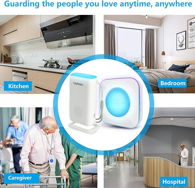 Wireless Caregiver Pager Call Button Alert Button Call Bell for Elderly Patients at Home Nurse Alert System 3 Waterproof Transmitters 1 Portable Receiver 1 plugin Receiver………