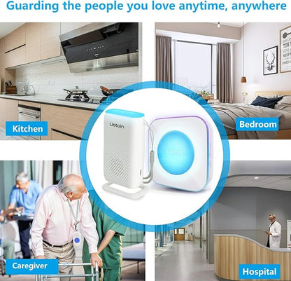 Wireless Caregiver Pager Call Button Alert Button Call Bell for Elderly Patients at Home Nurse Alert System 3 Waterproof Transmitters 1 Portable Receiver 1 plugin Receiver………