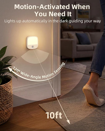 EZVALO Rechargeable Motion Sensor Night Lights, 2 Pack Magnetic Stick-On LED Lights with 3 Color Temperatures, Adjustable & Memory, Cordless Night Light for Closet, Bedroom, Hallway, Stairs, Bathroom