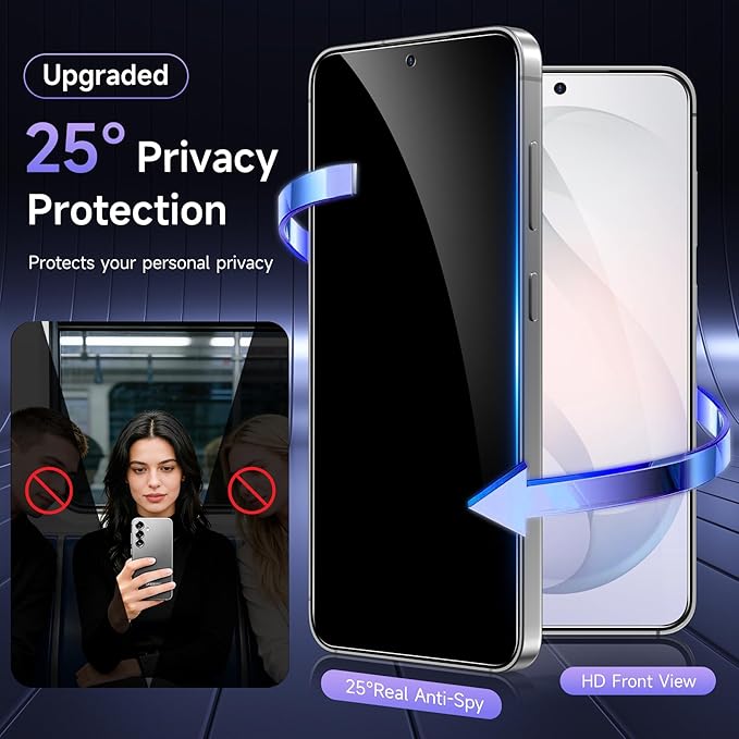 Asstar 2 Pack for Samsung Galaxy S26+/S26 Plus Privacy Screen Protector, 25° Anti Spy 9H Tempered Glass for S26+/S26 Plus, Fingerprint Unlock Support, Full Coverage, Case Friendly, Easy Install, Anti-Scratch
