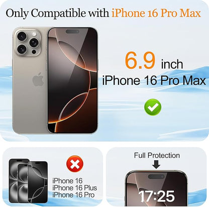 2 Pack Mirror Screen Protector iPhone 16 Pro Max Privacy Tempered Glass for 16 promax Mirrored Effect Anti-Spy Private Easy Installation Frame Full Coverage Anti-Scratch (6.9 inch Silver)