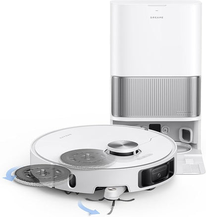 DREAME L40s Ultra Robot Vacuum and Mop, 19,000Pa Suction, Auto-Empty, Mop Self-Cleaning, 100% Detangling DuoBrush, Extending Mops and Side Brush, 1.57in Obstacle Clearing, App & Voice Control (White)