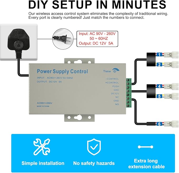 Tuya Smart Access Control System, Wireless Entry System with NC Fail Safe Electric Strike Lock & RFID Key Fobs,No Wiring DIY Installation, Remote Control, for Home Gate/Business Security