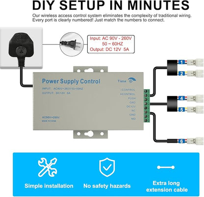 Tuya Smart Access Control System, Wireless Entry System with NC Fail Safe Electric Strike Lock & RFID Key Fobs,No Wiring DIY Installation, Remote Control, for Home Gate/Business Security