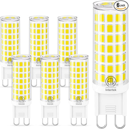 G9 LED Bulb 6W(60W Halogen Equivalent), G9 Light Bulb Bi Pin Base, Natural White 4000K G9 Base Bulbs for Chandeliers, 600LM Non-Dimmable No Flicker, 6 Pack