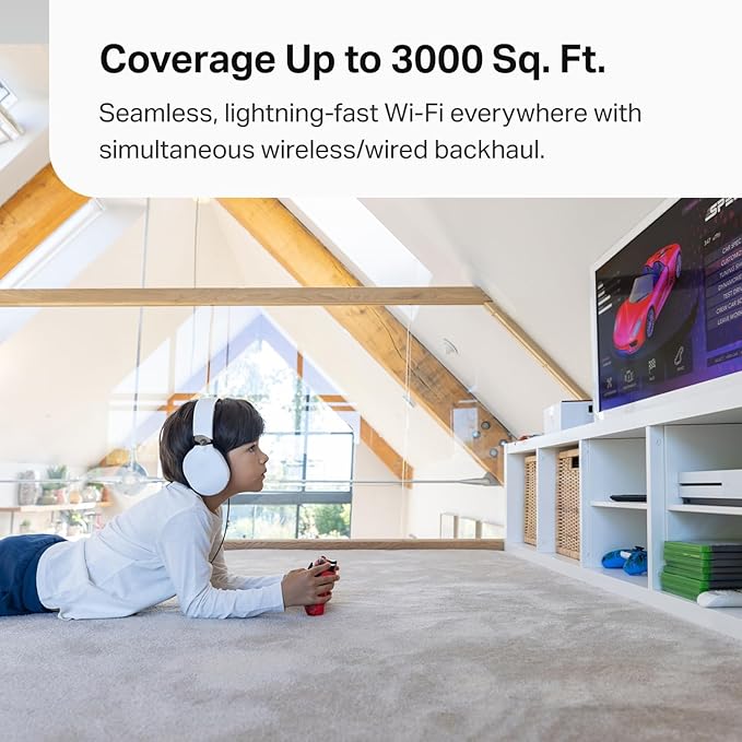 TP-Link Deco 7 Pro BE63 Tri-Band WiFi 7 BE10000 Whole Home Mesh System- 6-Stream 10 Gbps, 4X 2.5G Ports Wired Backhaul, 4X Smart Internal Antennas, VPN, HomeShield, Free Expert Support (1-Pack)
