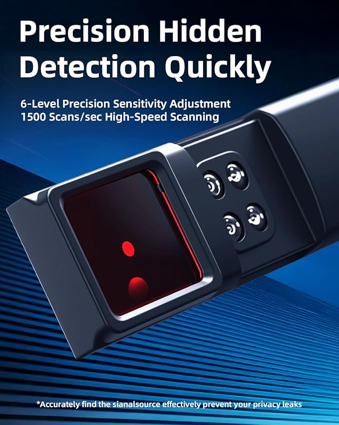 Hidden Camera Detector, Security Camera Tracker Portable Camera Detector, Anti-Spy Device Tracker for Travel, Home, Hotel, Office, 6 Levels Sensitivity