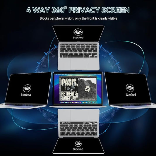 360° Privacy Screen for MacBook Pro 13 Inch(2016-2022, M1, M2)/MacBook Air 13 in(2018-2021,M1), 4 Way Privacy Anti Glare Blue Light Filter Shield Film Anti Spy Laptop Protector for Mac 13In Computer